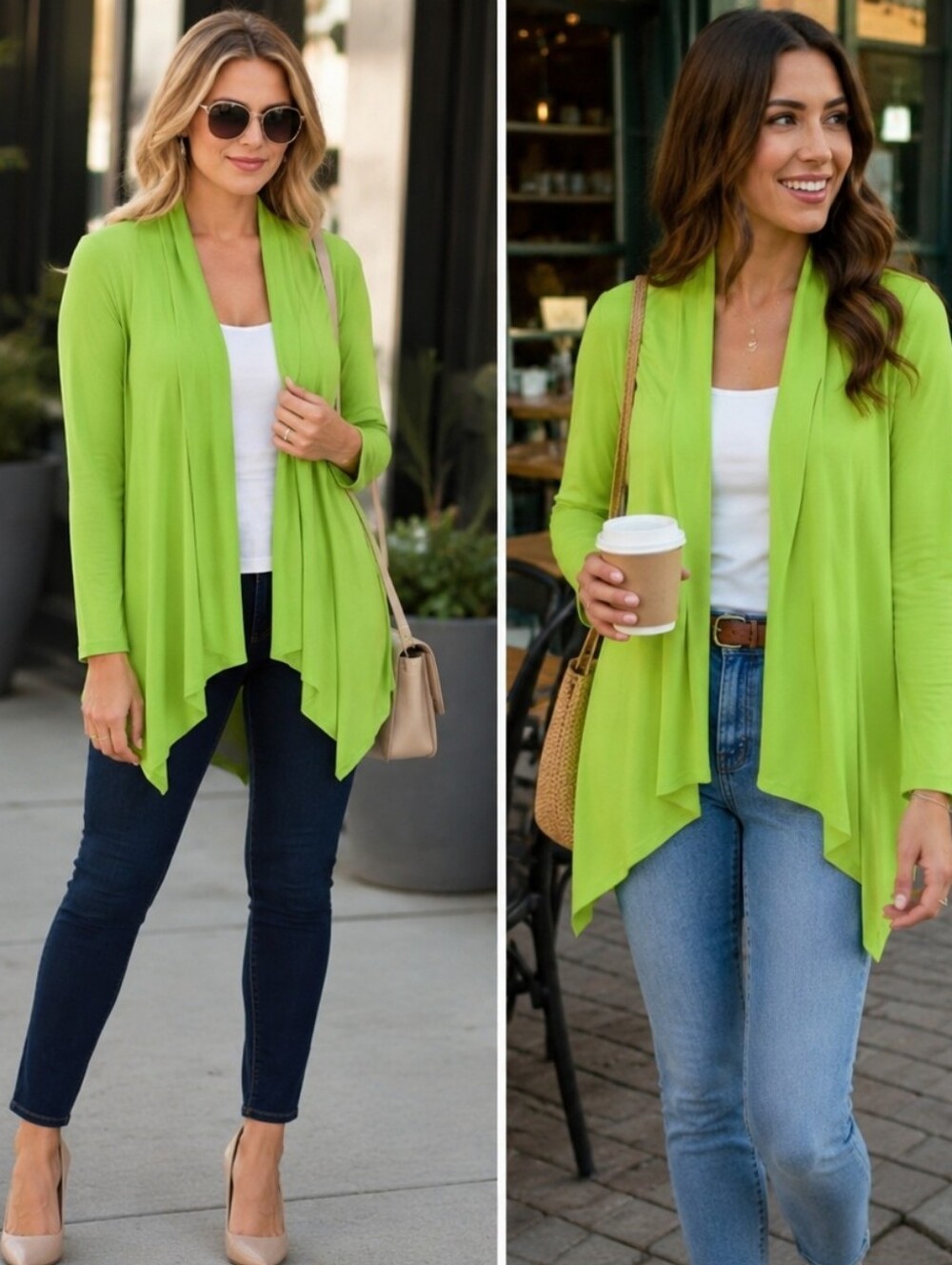 TALBOTS  Green Open Front Cardigan